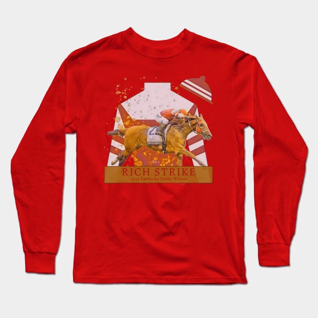 Rich Strike (faded) 2022 Kentucky Derby Winner Long Sleeve T-Shirt by Ginny Luttrell